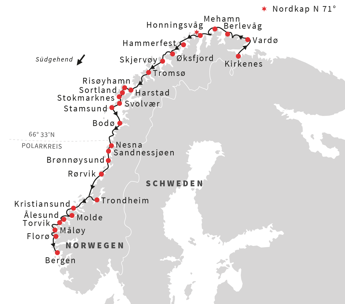 Hurtigruten Route Karte | Karte